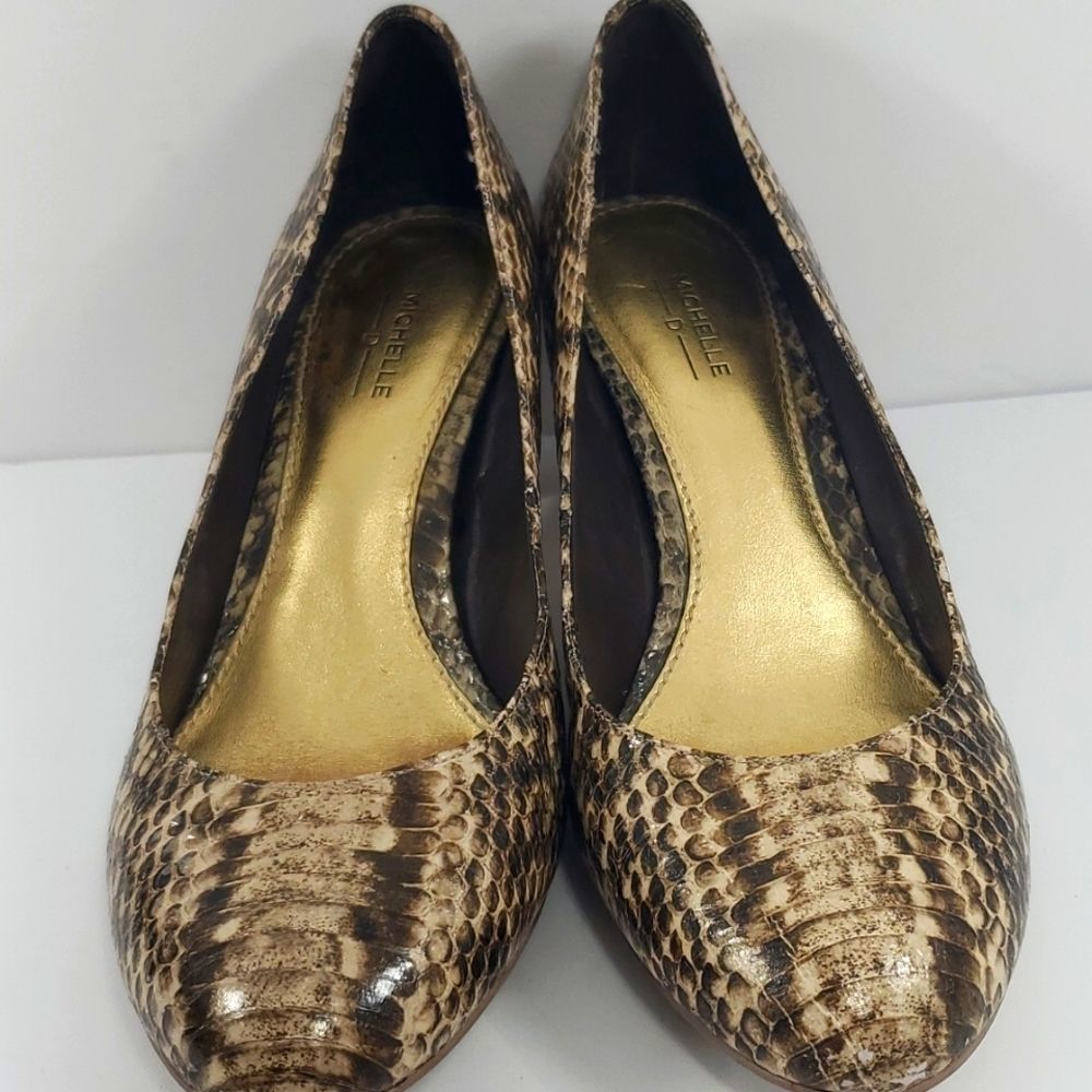 MICHELLE‎ D Snakeskin Print Leather Heels. S733